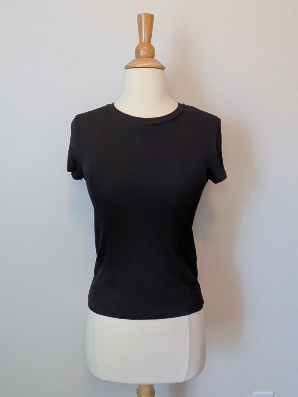 Monki Ribbed Short Sleeve T Shirt